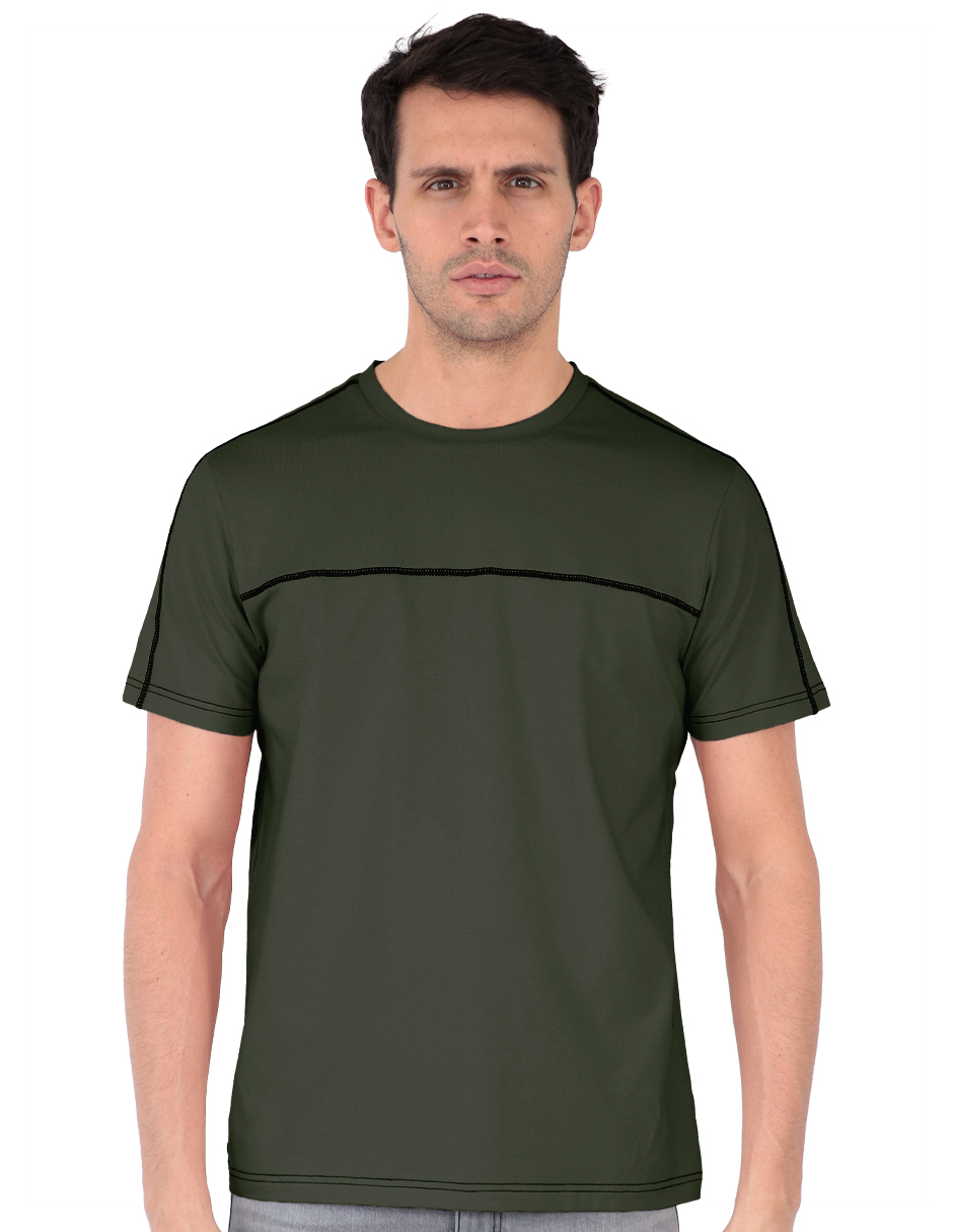 Foto 1 | Playera Casual Hombre Premium Cuello Redondo Verde Militar Roosevelt C357
