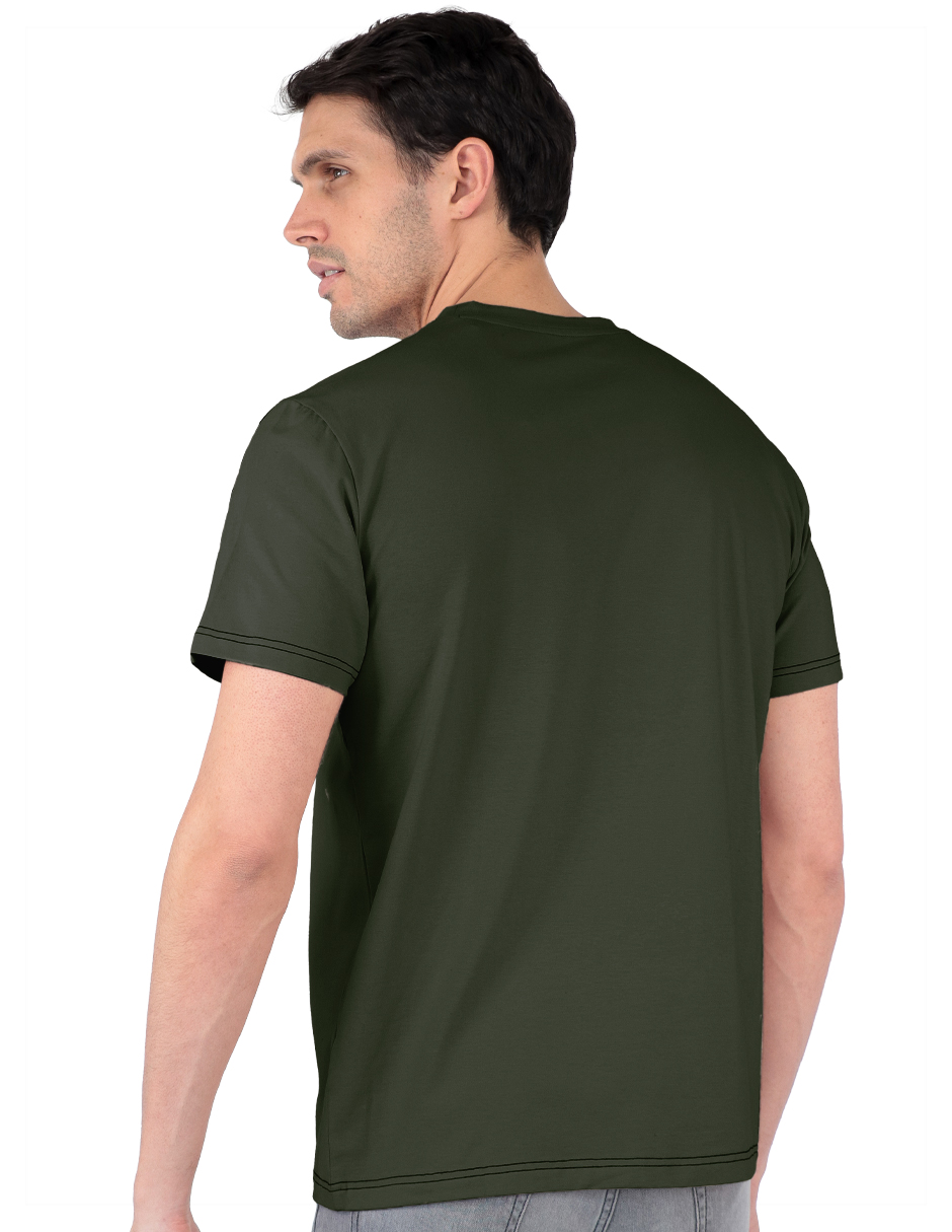 Foto 3 pulgar | Playera Casual Hombre Premium Cuello Redondo Verde Militar Roosevelt C357