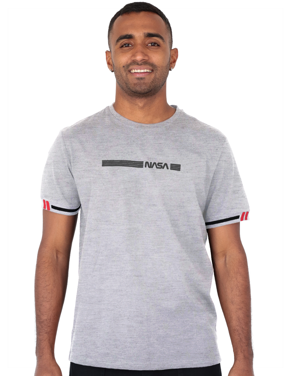 Playera Casual Caballero Premium Estampada Gris Claro Roosevelt C350