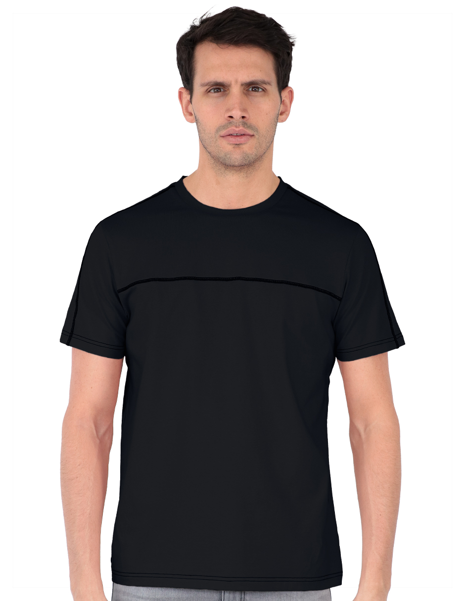 Foto 2 pulgar | Playera Casual Hombre Premium Cuello Redondo Negro Roosevelt C357