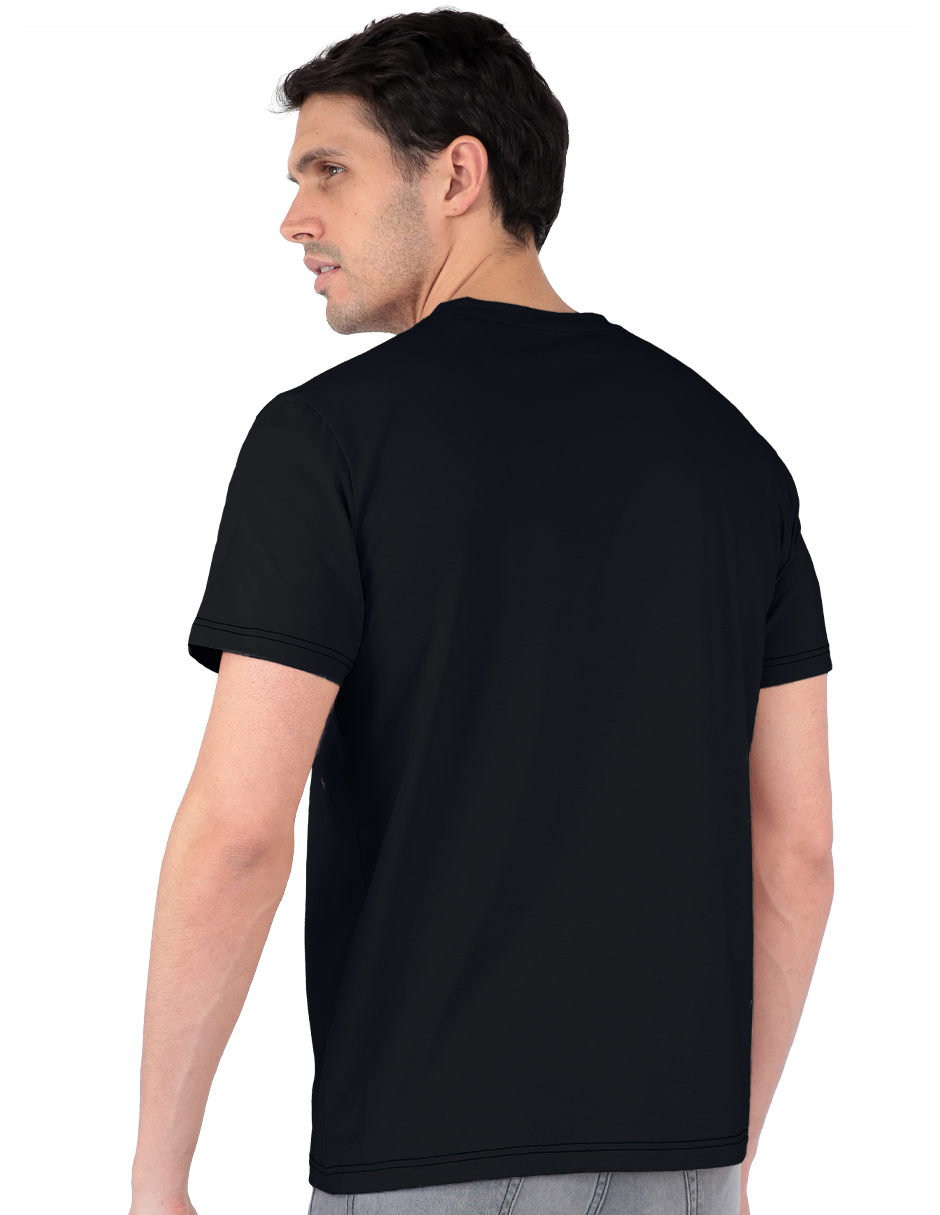 Foto 3 pulgar | Playera Casual Hombre Premium Cuello Redondo Negro Roosevelt C357