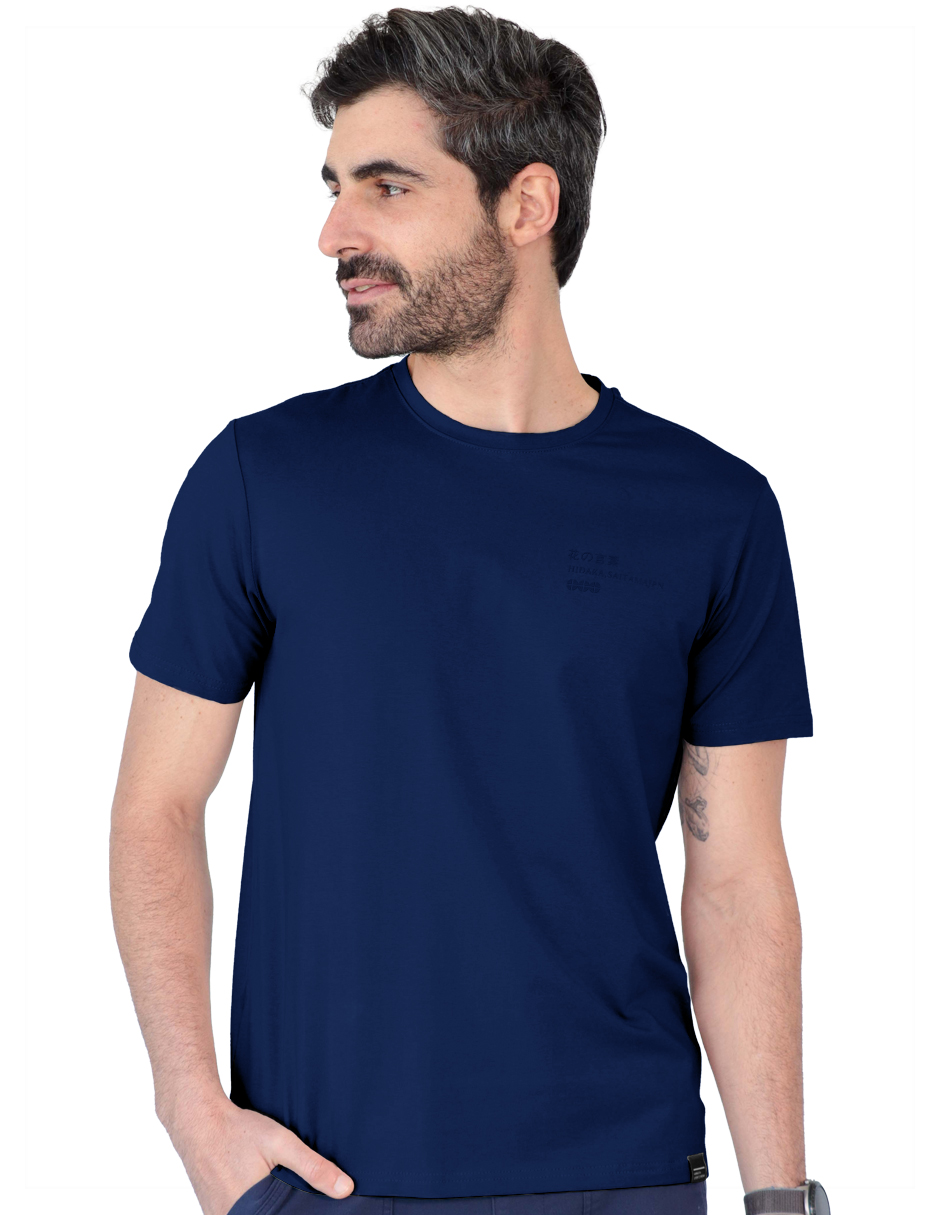 Playera Basica Lisa Premium Caballero Cuello Redondo Azul Marino Roosevelt C344