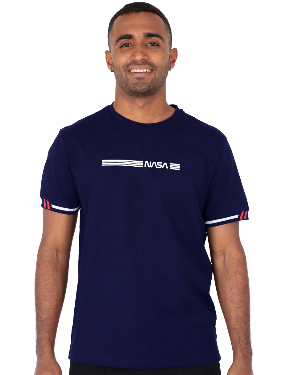 Playera Casual Caballero Premium Estampada Azul Marino Roosevelt C350