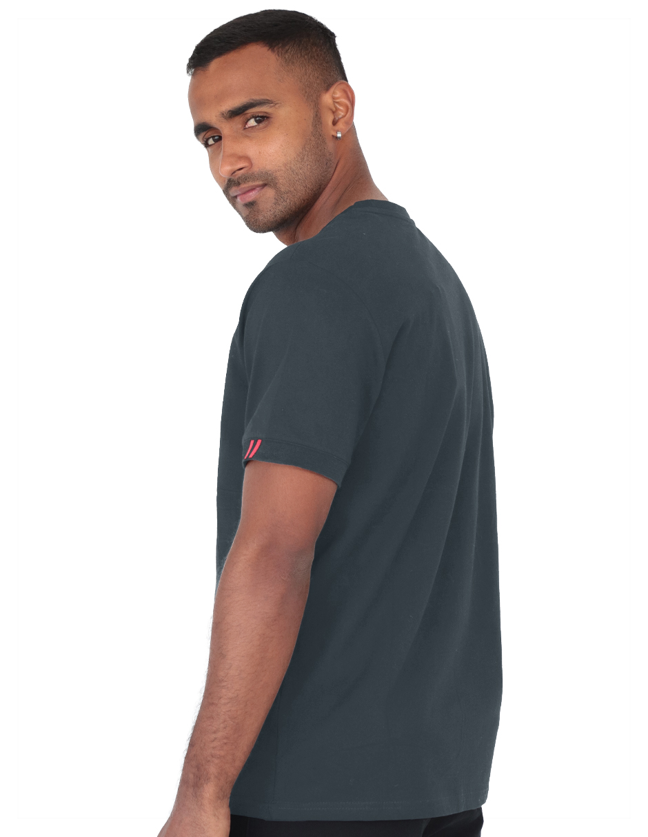 Foto 3 pulgar | Playera Casual Caballero Premium Estampada Gris Obscuro Roosevelt C350