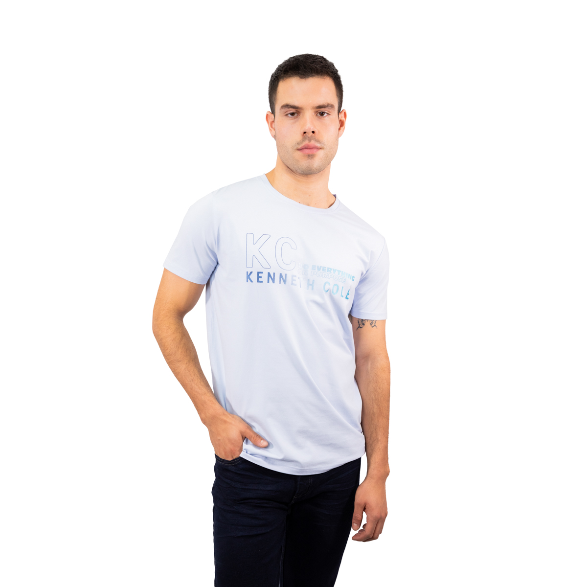 Foto 2 pulgar | Playera Kenneth Cole Kcpv24cam09 Hombre Azul Algodón Casual