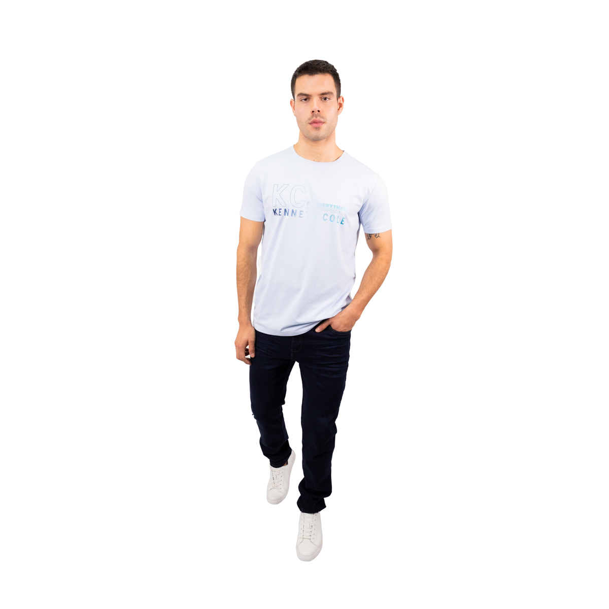 Foto 2 | Playera Kenneth Cole Kcpv24cam09 Hombre Azul Algodón Casual