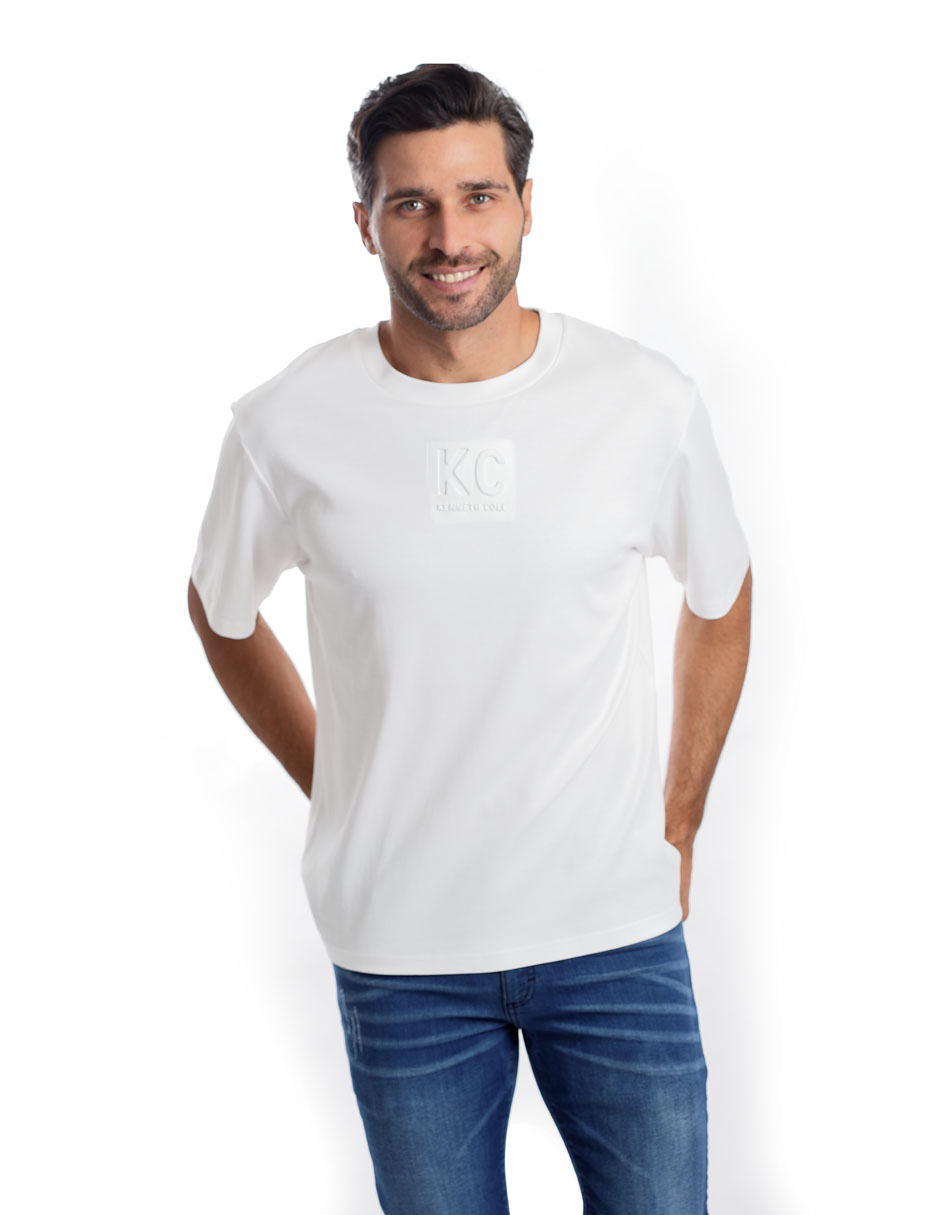Foto 2 pulgar | Playera Kenneth Cole Kcpv25cam19 Hombre Blanco Algodón Casual