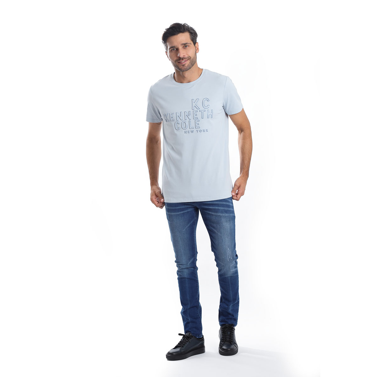 Foto 3 pulgar | Playera Hombre Kenneth Cole Kcpv25cam18 Azul Claro Algodón Casual