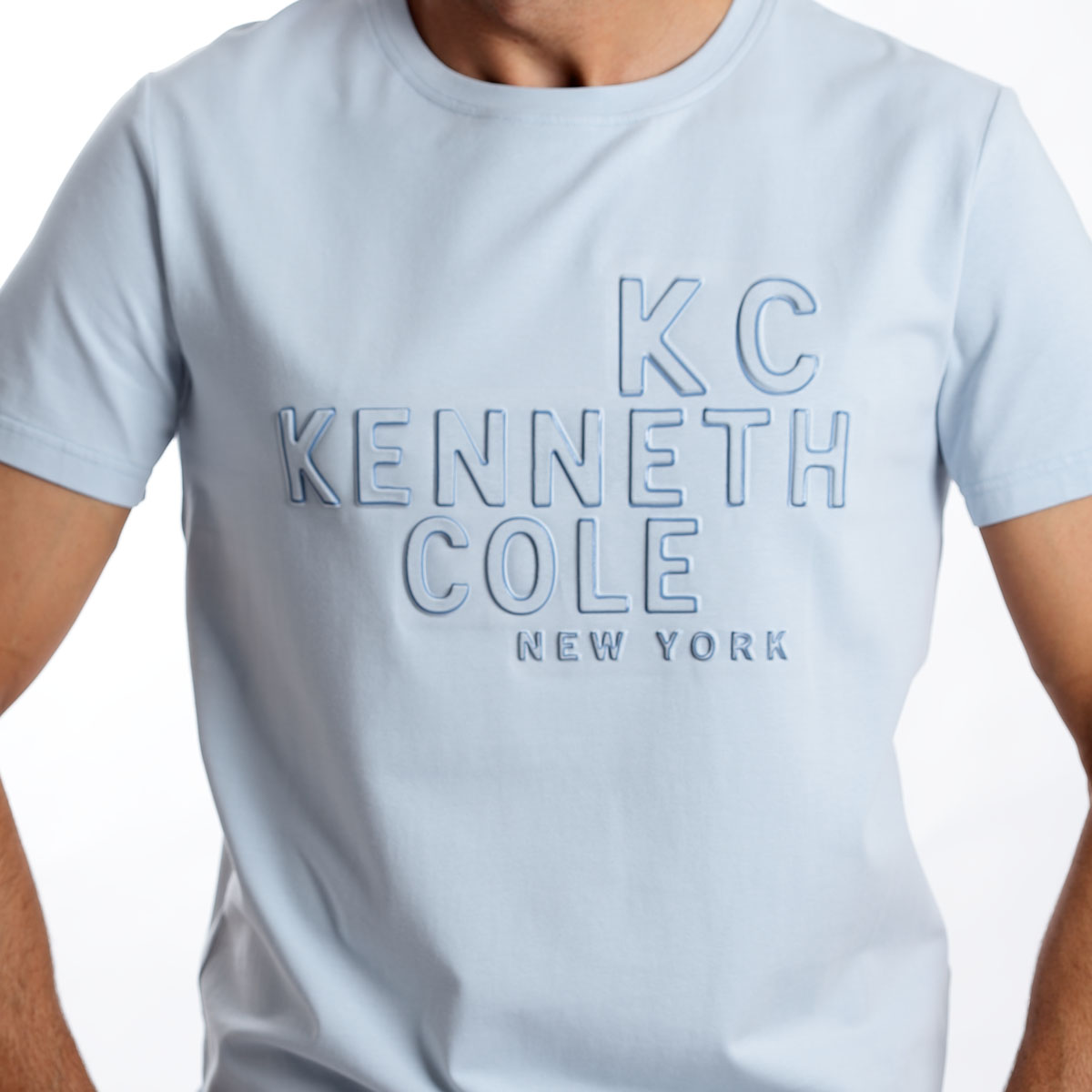 Foto 4 pulgar | Playera Hombre Kenneth Cole Kcpv25cam18 Azul Claro Algodón Casual