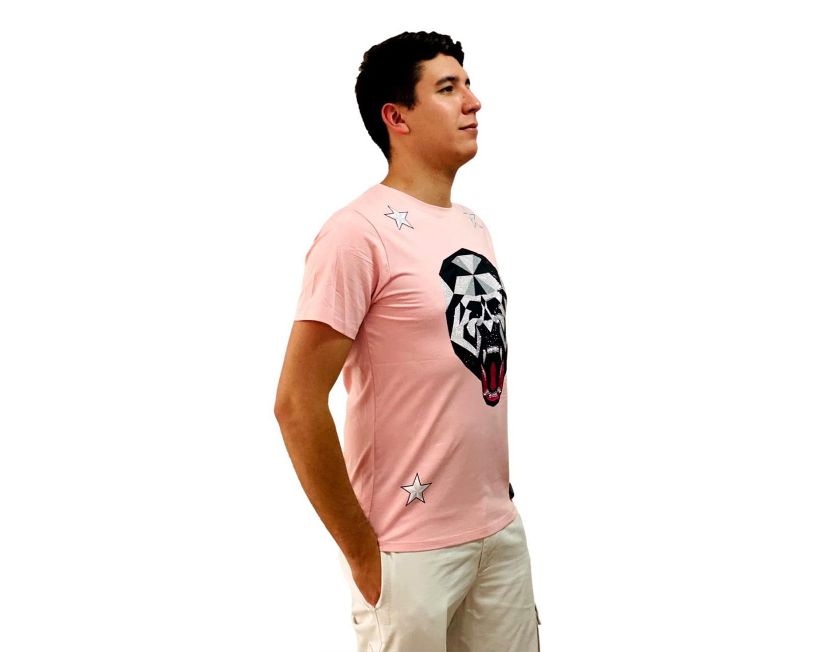 Foto 2 | Playera Moda & Pritex color Rosa Estampada con Piedras