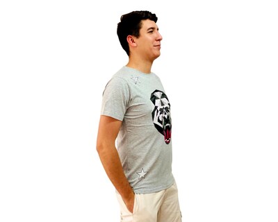 Foto 2 | Playera Moda & Pritex color Gris Estampada con Piedras