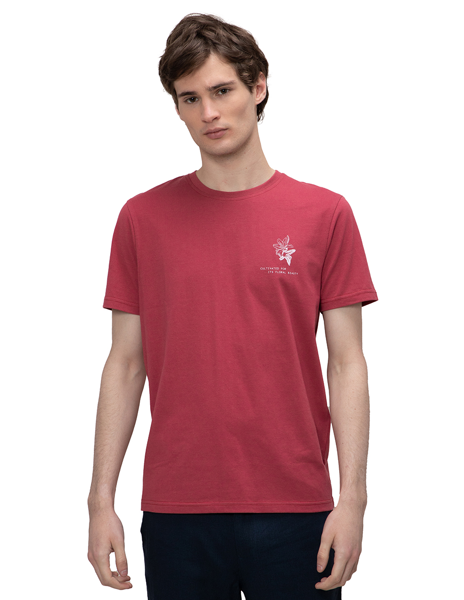 Foto 2 pulgar | Playera Confort Fit De Cuello Redondo Generra 218711 color Vino