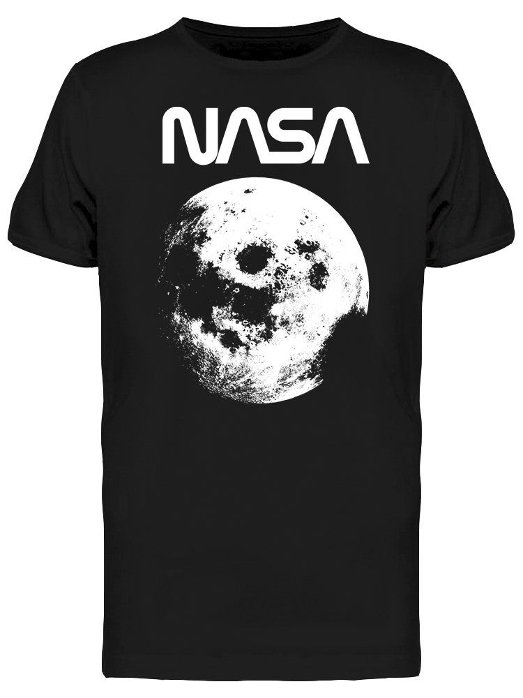 Playera Nasa SmartPrintsInk color Negro para Hombre Diseño Luna Vintage