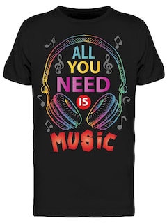 Foto 1 | Playera para Hombre SmartPrintsInk color Negro Diseño Todo lo que Necesitas es Música