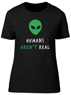 Foto 1 | Playera para Mujer Diseño los Humanos No Son Reales SmartPrintsInk color Negro