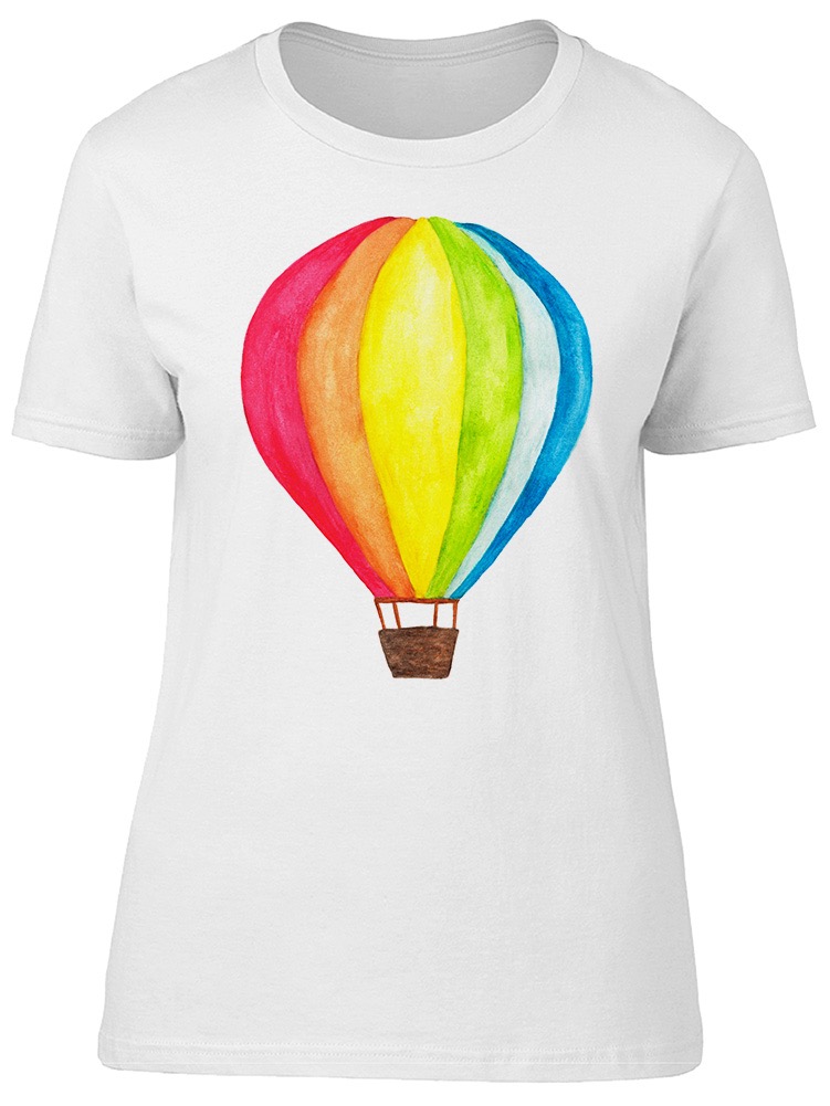 Playera para Mujer Diseño Colorido Globo Aerostático SmartPrintsInk color Blanco