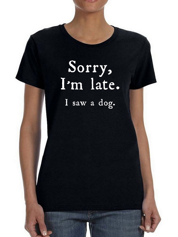 Foto 2 pulgar | Playera para Mujer SmartPrintsInk con Frase "Vi Un Perro" color Negro