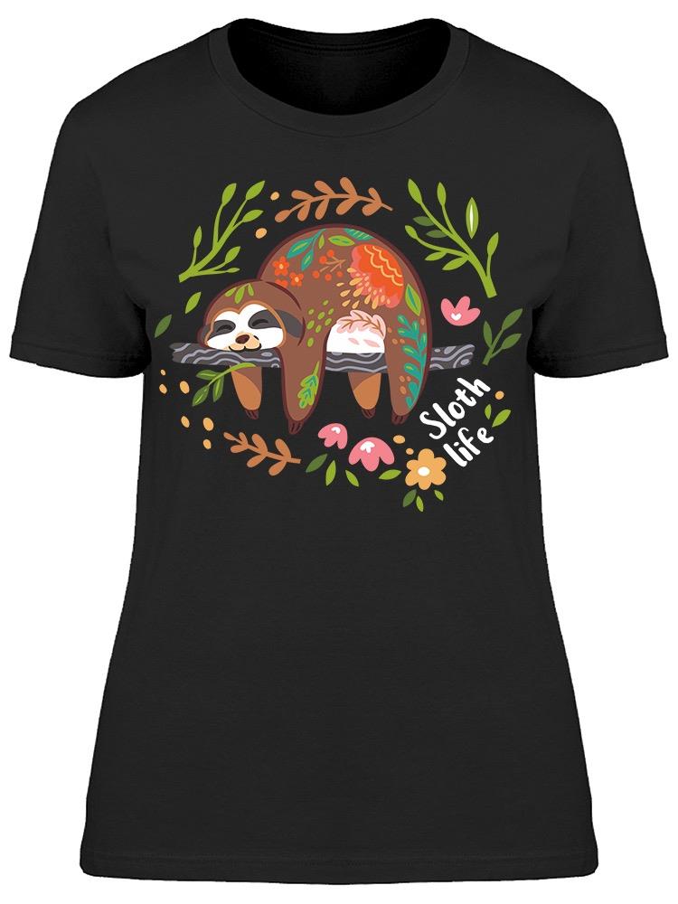 Foto 2 pulgar | Playera para Mujer Diseño la Vida de un Perezoso SmartPrintsInk color Negro