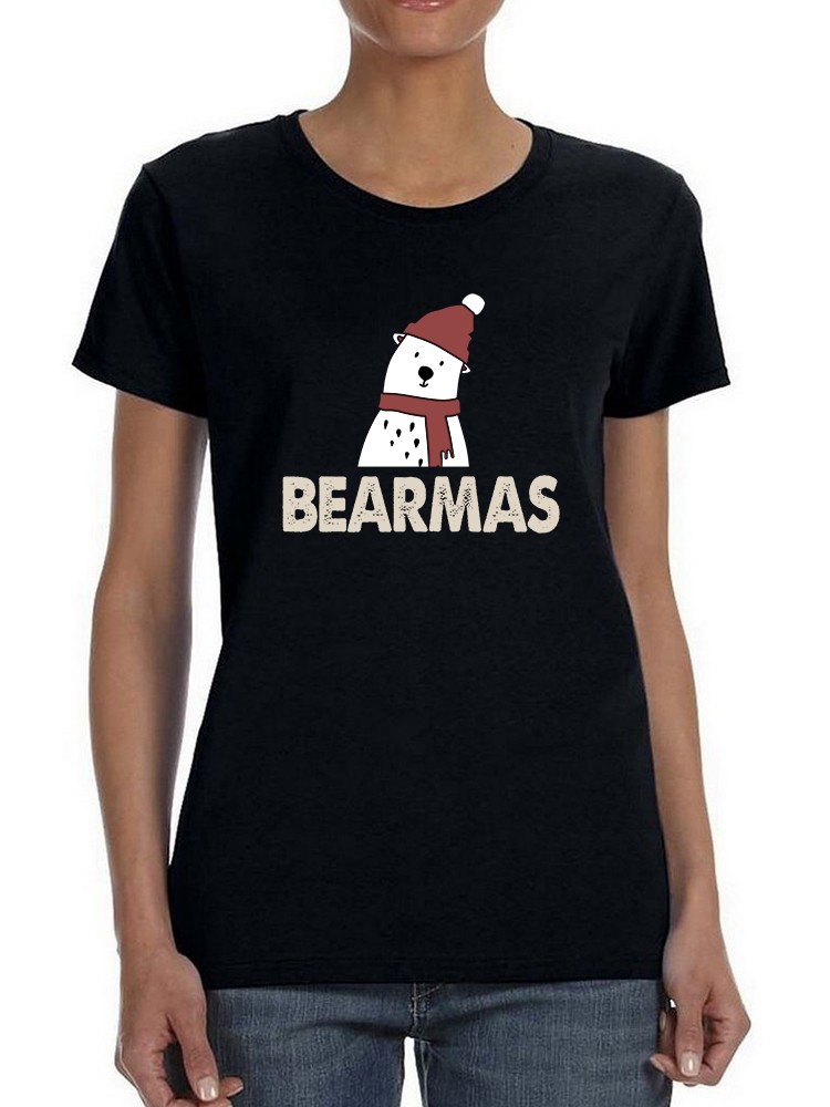 Foto 2 pulgar | Playera Smartprintsink color Negro para Mujer Oso con Ropa Invernal