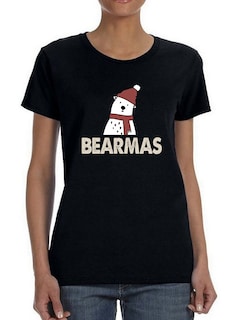 Foto 1 | Playera Smartprintsink color Negro para Mujer Oso con Ropa Invernal