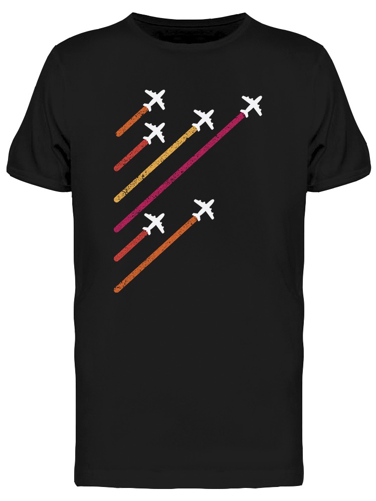 Foto 2 pulgar | Playera Smartprintsink color Negro para Hombre Aviones con Estela de Colores