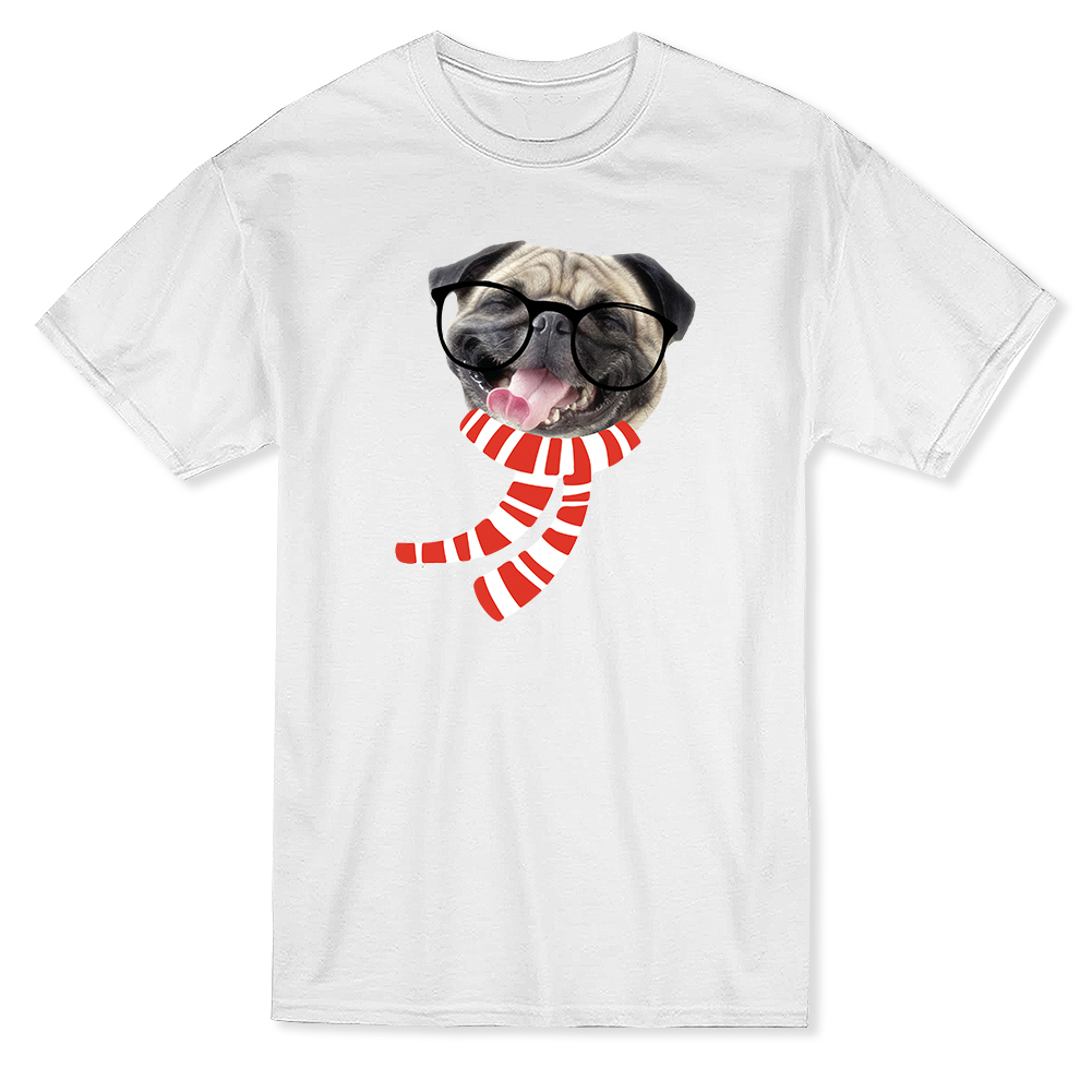 Foto 2 pulgar | Playera Smartprintsink Hombre Pug Con Bufanda Y Lentes Hipster