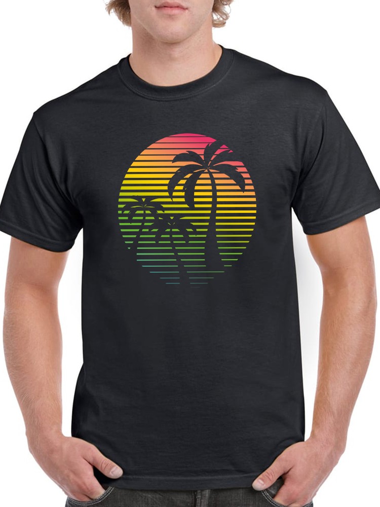Playera Smartprintsink Hombre Siluetas De Palmeras En Fondo Retro