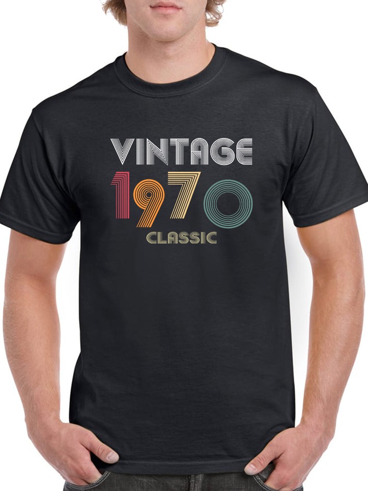 Playera Smartprintsink color Negro para Hombre Vintage 1970 Clásico