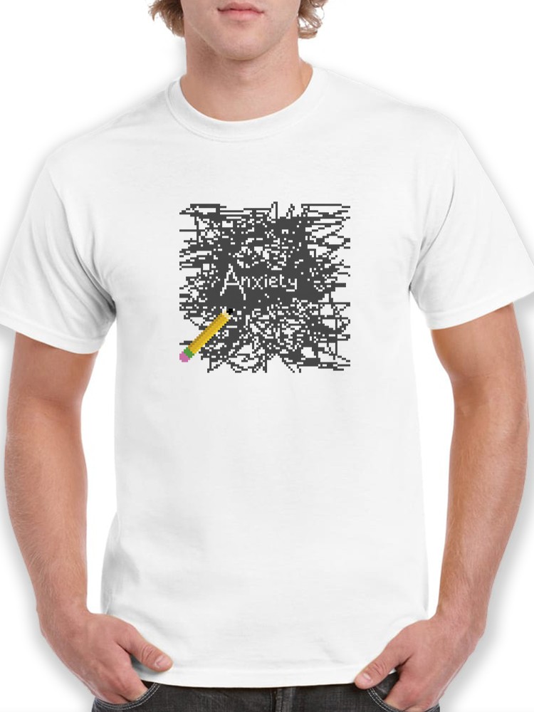 Playera Smartprintsink color Blanco para Hombre Ansiedad Garabatos en Pixeles