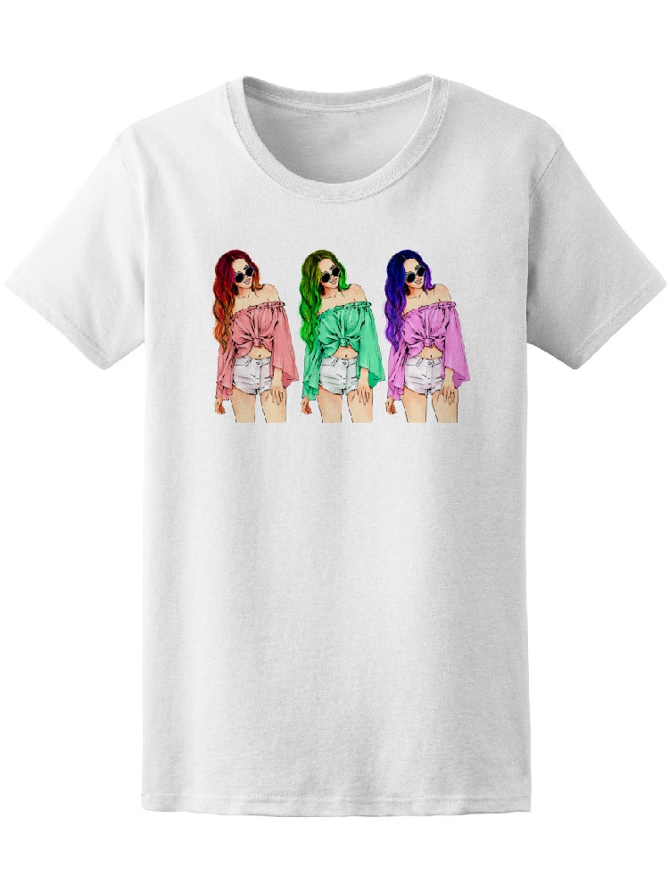 Foto 2 pulgar | Playera Smartprintsink Mujer Ilustración Chica Veraniega Cabello de Colores