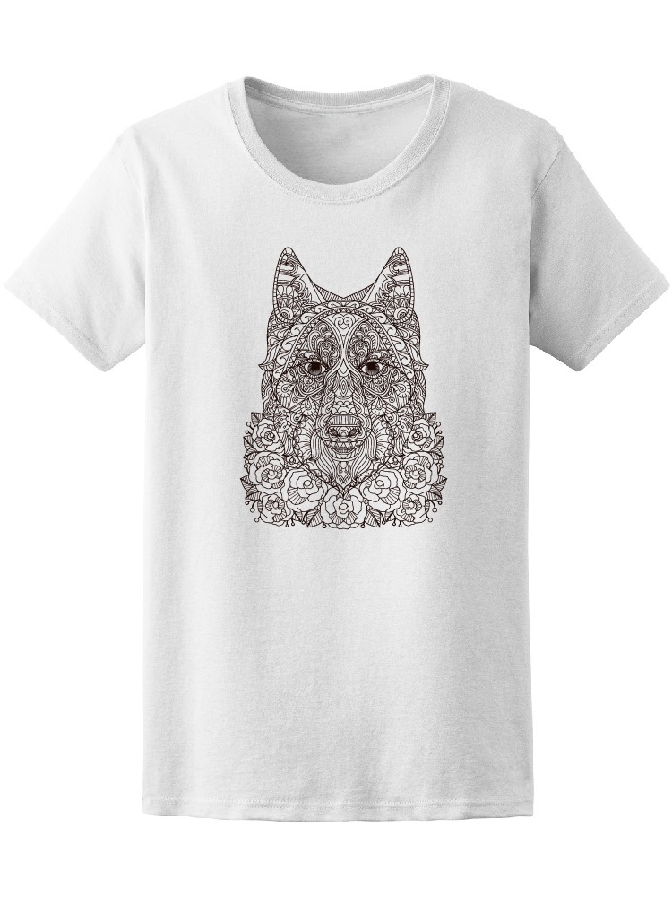 Foto 2 pulgar | Playera Smartprintsink Mujer Mándala de Lobo con Flores