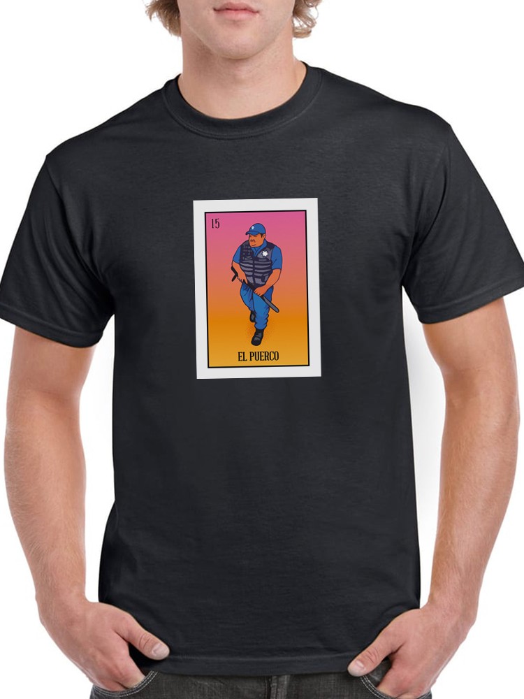 Playera SmartPrintsInk para Hombre - Estilo Lotería El Puerco