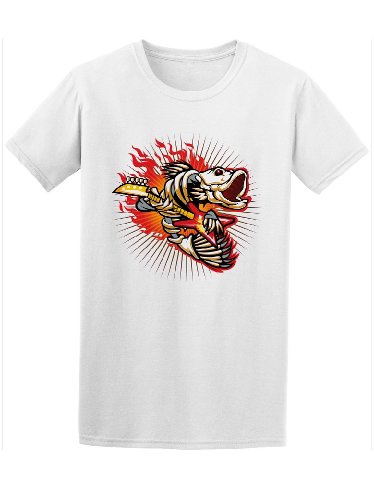 Foto 2 pulgar | Playera Smartprintsink color Blanco para Hombre - Ilustración Pez Rockero