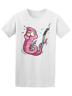 Foto 1 | Playera Smartprintsink color Blanco para Hombre - Gusano en Anzuelo