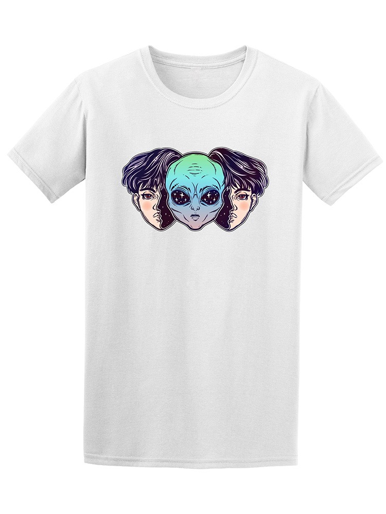 Foto 2 pulgar | Playera Smartprintsink color Blanco para Hombre - Alien con Rostro de Chico