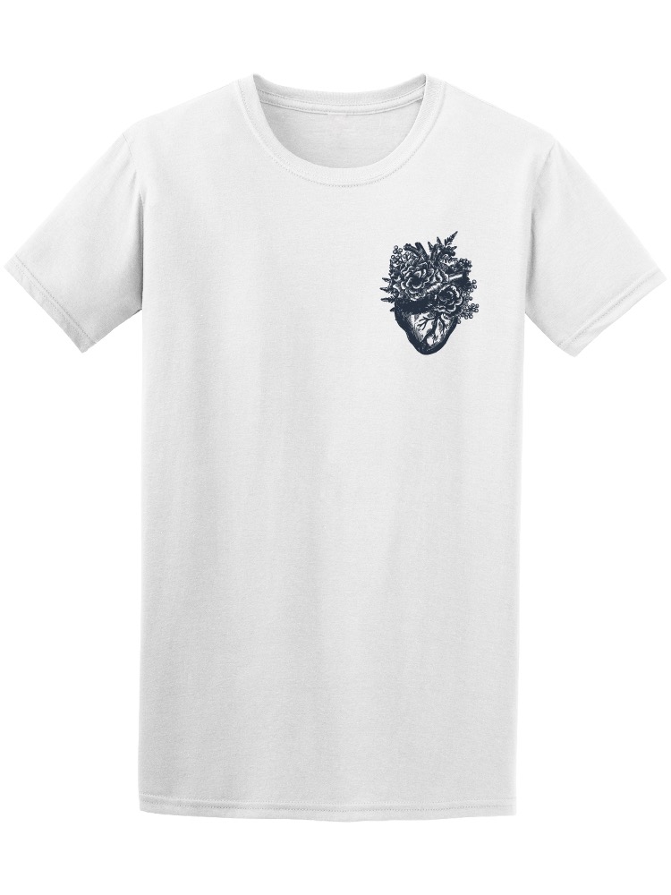 Playera Smartprintsink color Blanco para Hombre - Corazón Realista con Flores