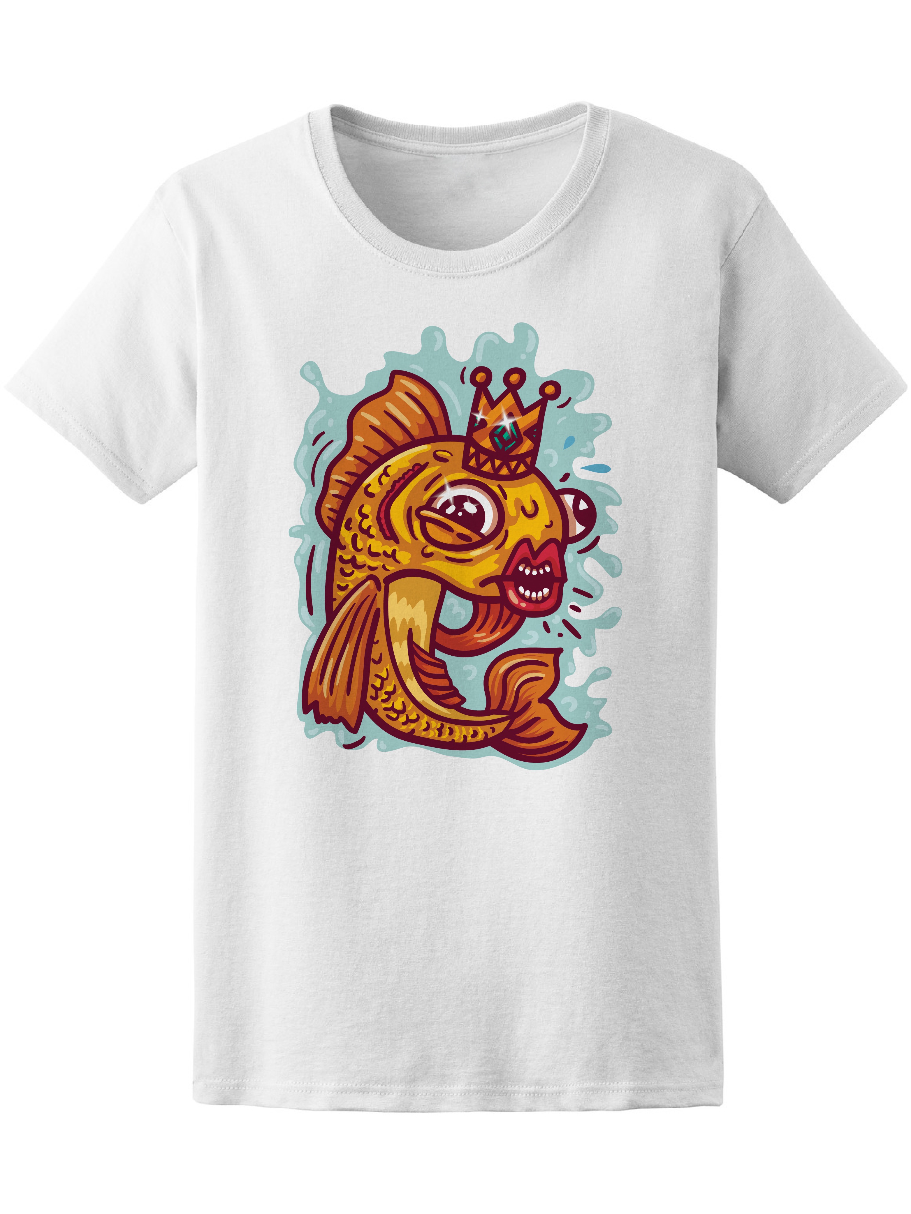 Foto 2 pulgar | Playera Smartprintsink color Blanco para Hombre - Ilustración. Pez con Corona