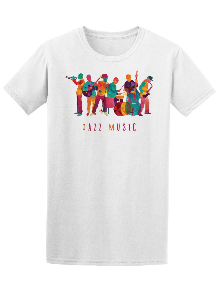 Playera Smartprintsink color Blanco para Hombre - Banner de Músicos de Jazz
