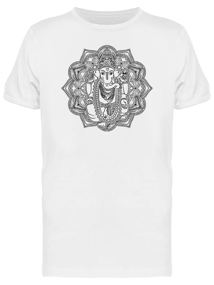 Playera Smartprintsink color Blanco para Hombre - Ganesha con Flor de Loto