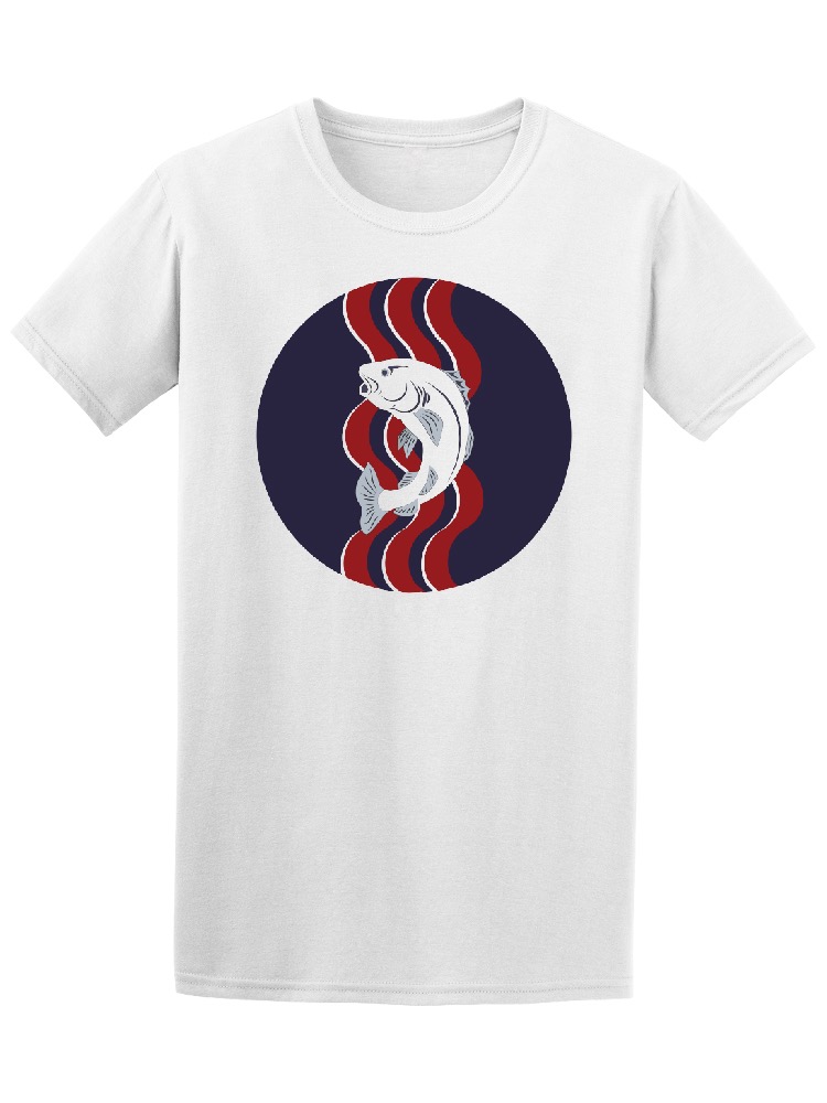 Playera Smartprintsink color Blanco para Hombre -Ilustración Pez en Olas
