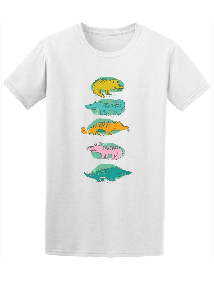 Foto 1 | Playera Smartprintsink color Blanco para Hombre - Ilustración Cocodrilos de Colores