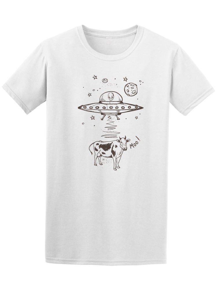 Playera Smartprintsink color Blanco para Hombre - Alien Abduciendo Vaca