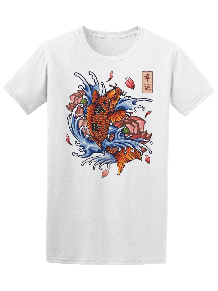 Playera Smartprintsink color Blanco para Hombre - Estilo Japonés Pez Koi