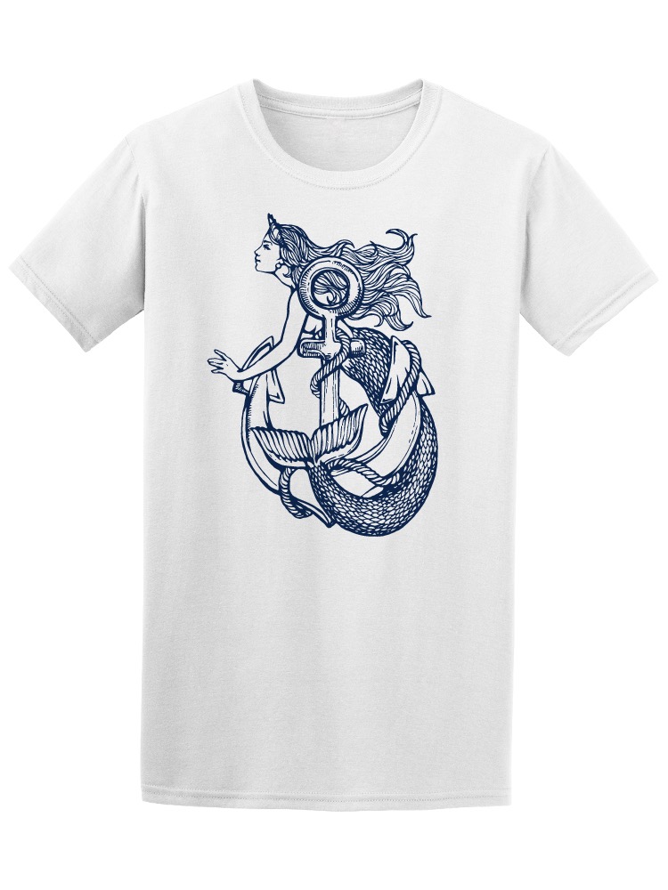 Playera Smartprintsink color Blanco para Hombre - Sirena con Ancla