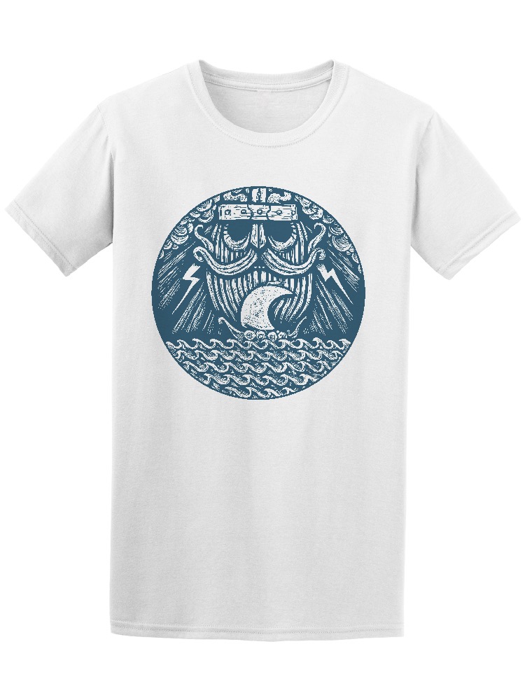 Playera Smartprintsink color Blanco para Hombre - Vikingo con Barbas de Mar