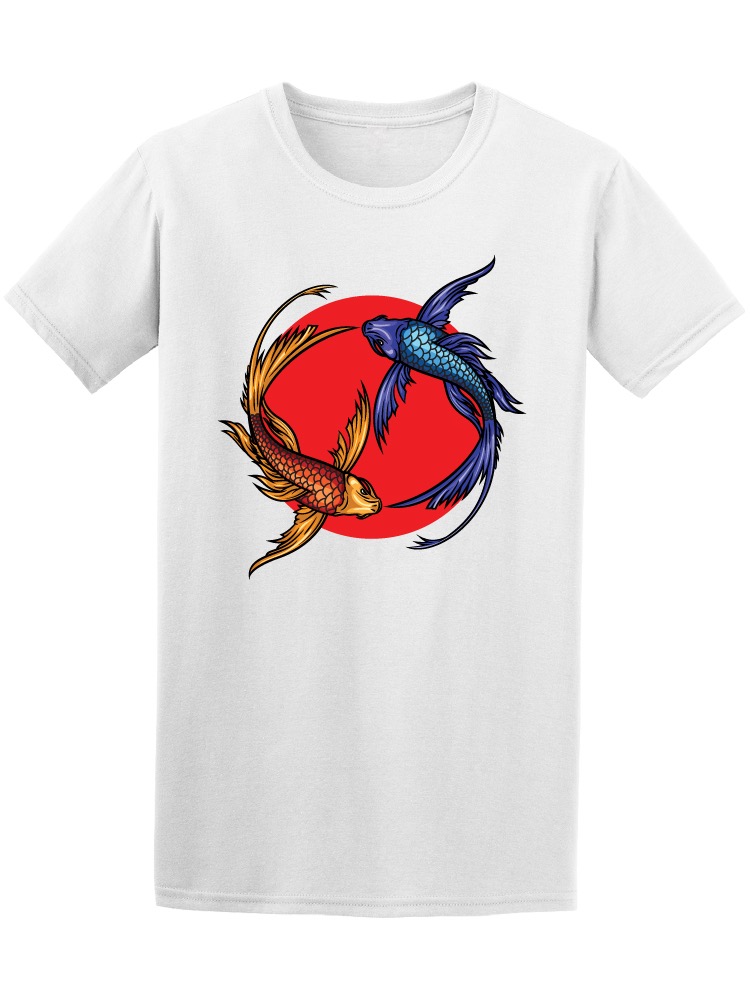 Playera Smartprintsink color Blanco para Hombre - Peces Koi Estanque Rojo