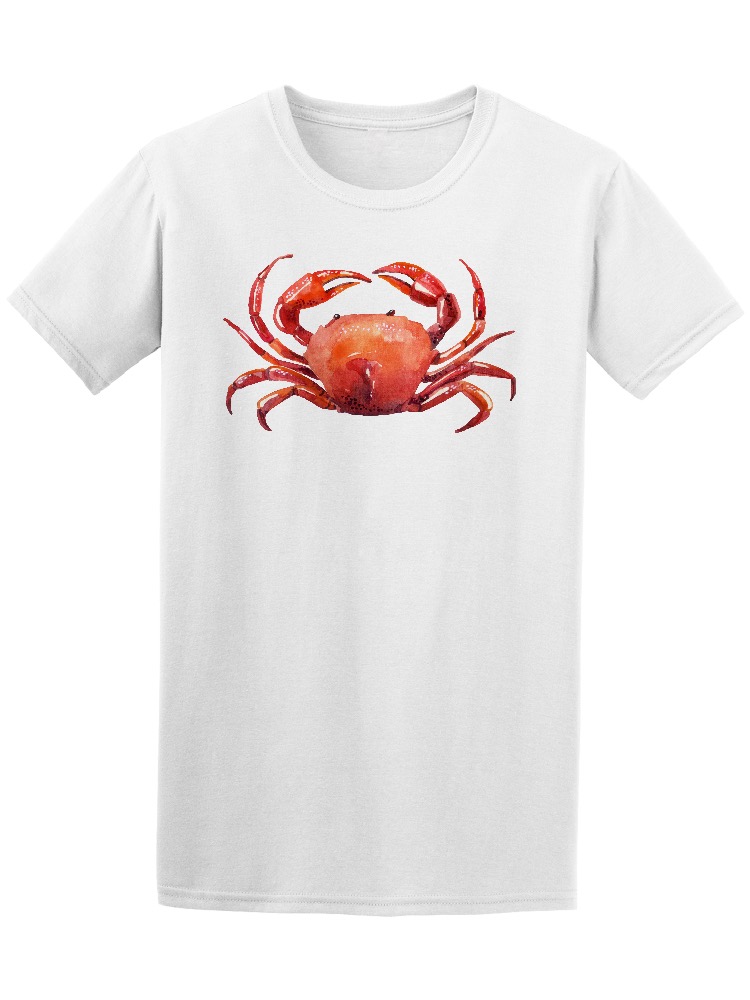 Playera SmartPrintsInk color Blanco para Hombre - Cangrejo en Acuarelas