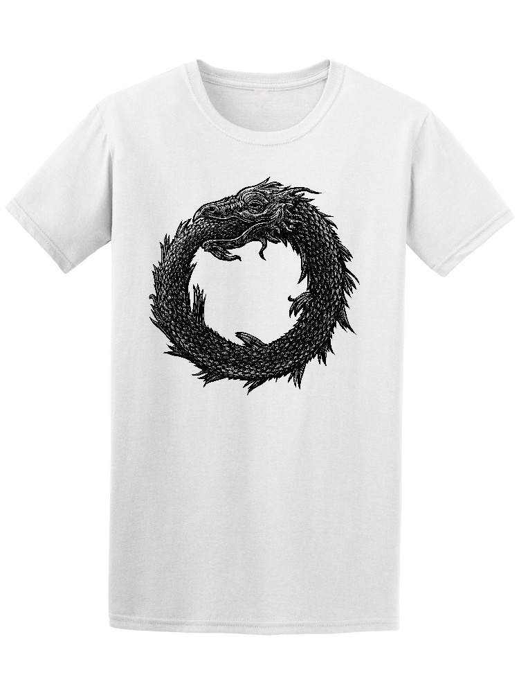 Foto 2 pulgar | Playera Smartprintsink color Blanco para Hombre - Dragón Comiendo su Cola