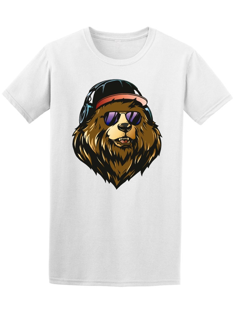 Playera Smartprintsink color Blanco para Hombre - Ilustración Oso con Gorra de Dj
