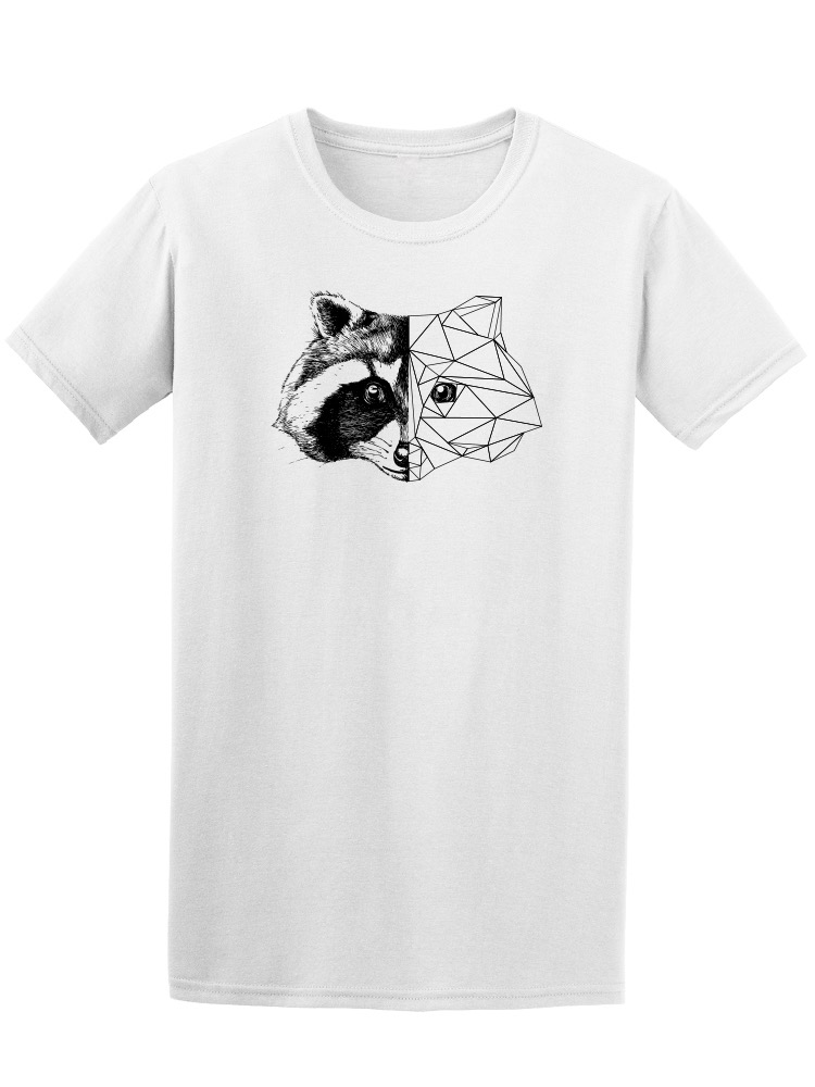 Playera Smartprintsink color Blanco para Hombre - Rostro de Mapache con Vectores